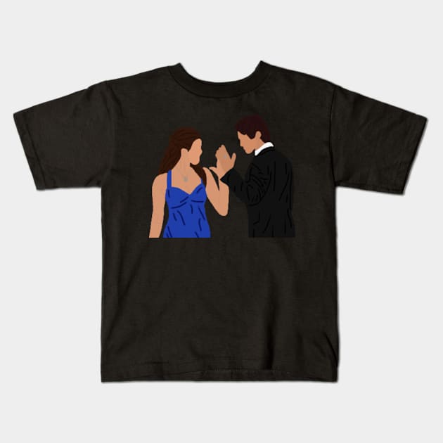 Elena & Damon: Miss Mystic Falls! Sticker Kids T-Shirt by haleynicole11